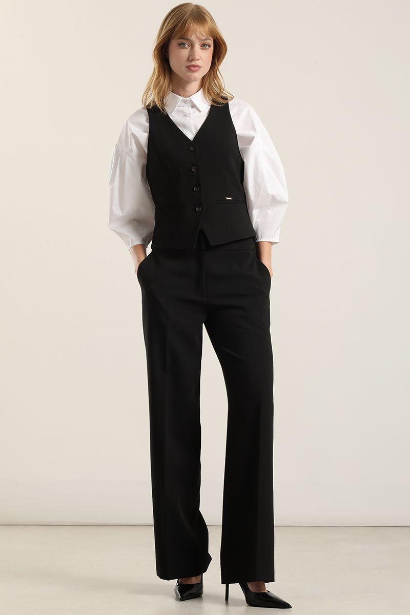 Blusa poplin, pliegues, blanco Liola-4