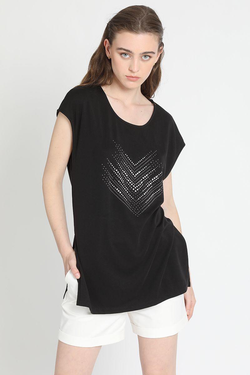 Polera Estampado Tachas, Negro Liola-0