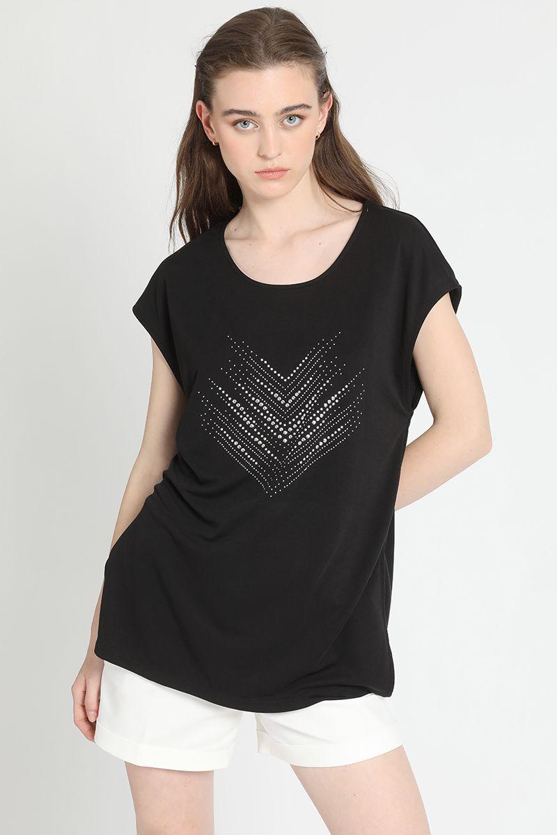 Polera Estampado Tachas, Negro Liola-1