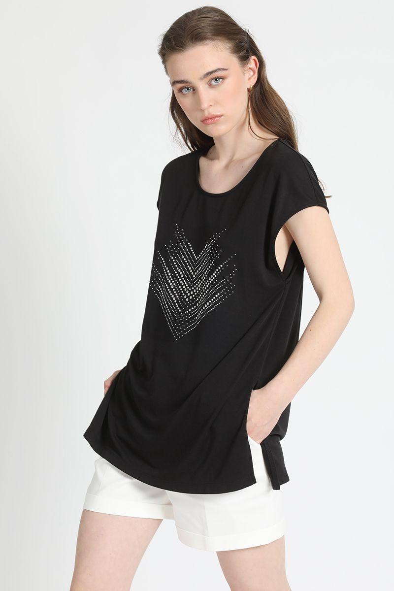 Polera Estampado Tachas, Negro Liola-2