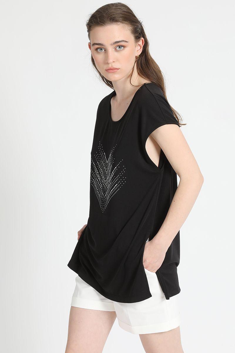 Polera Estampado Tachas, Negro Liola-5