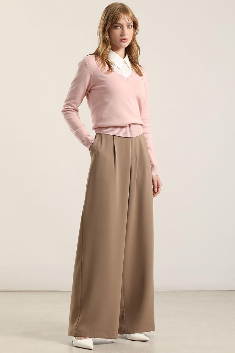 Pantalon Ancho Con Pinza, Topo Liola-1