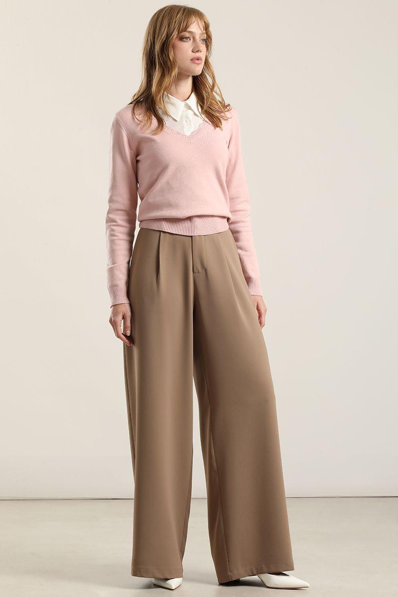 Pantalon Ancho Con Pinza, Topo Liola-4