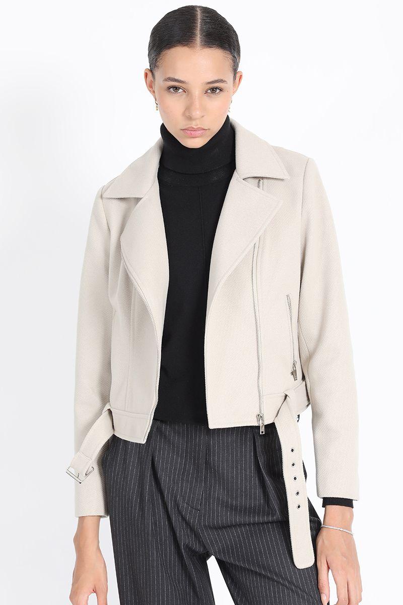 Chaqueta Corta Biker, Beige Liola-3