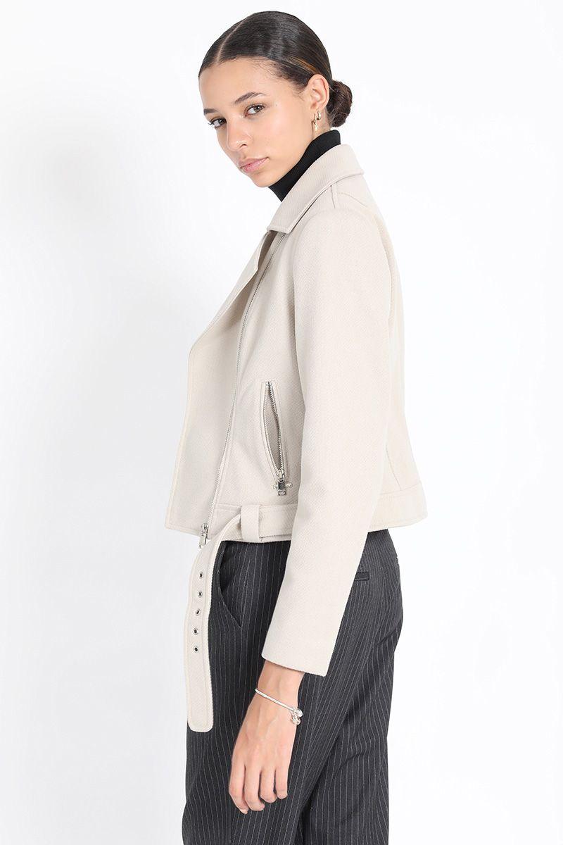 Chaqueta Corta Biker, Beige Liola-6