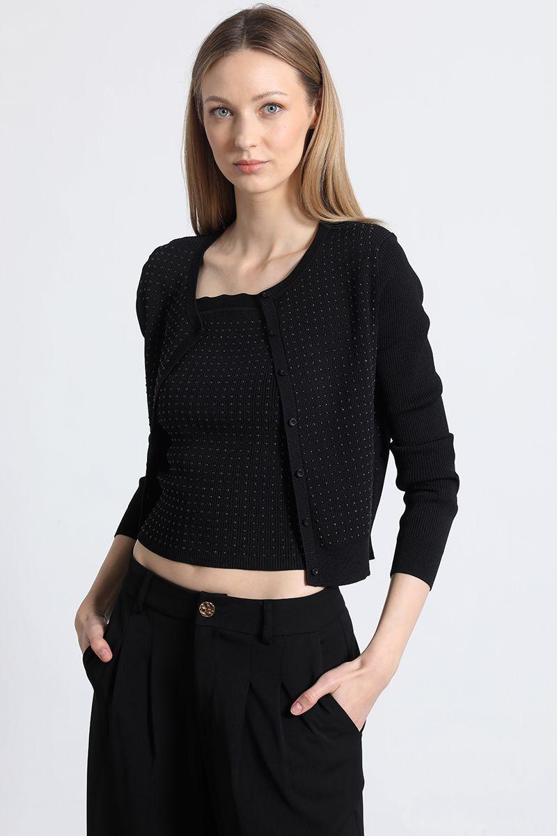 Cardigan tejido liola mujer negro-0