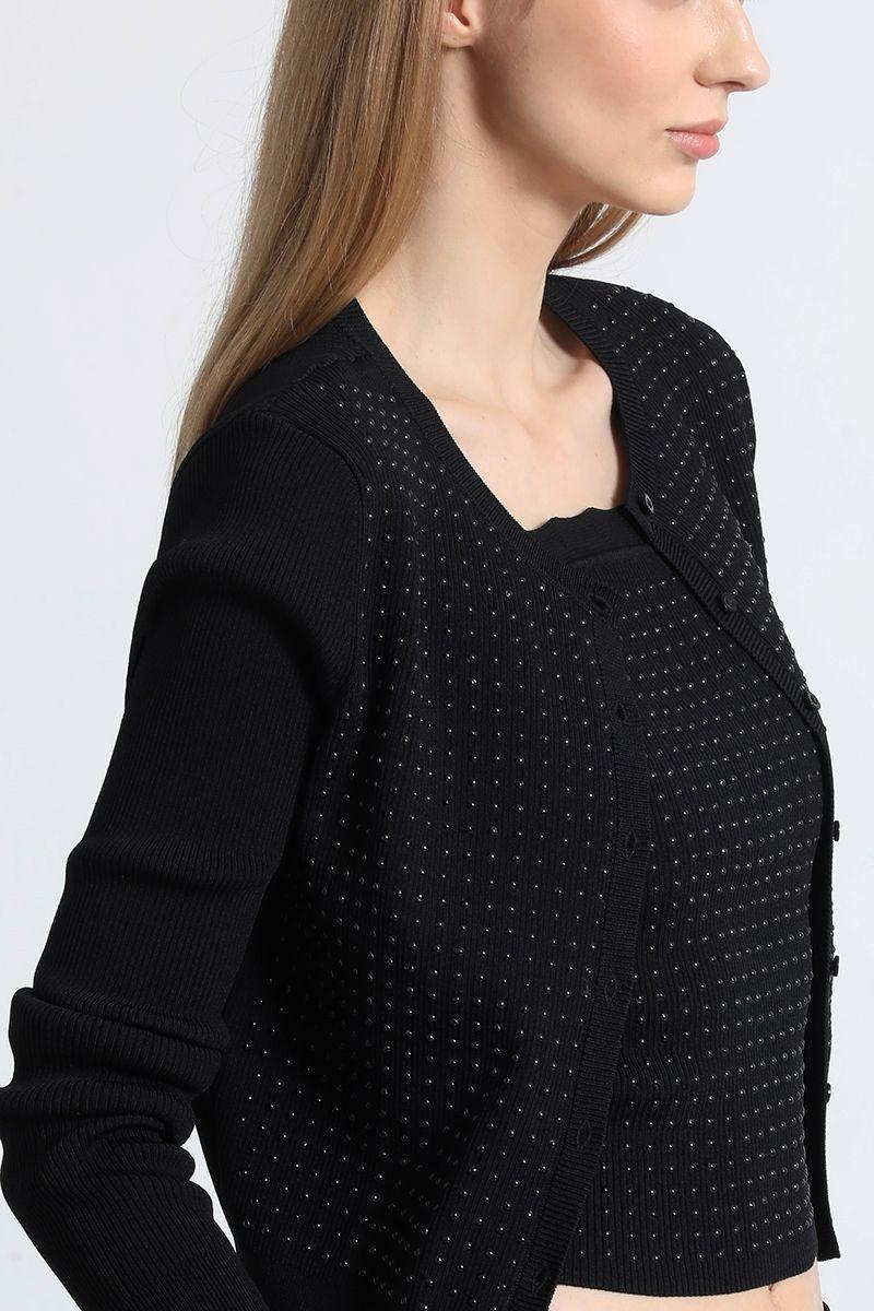 Cardigan tejido liola mujer negro-2