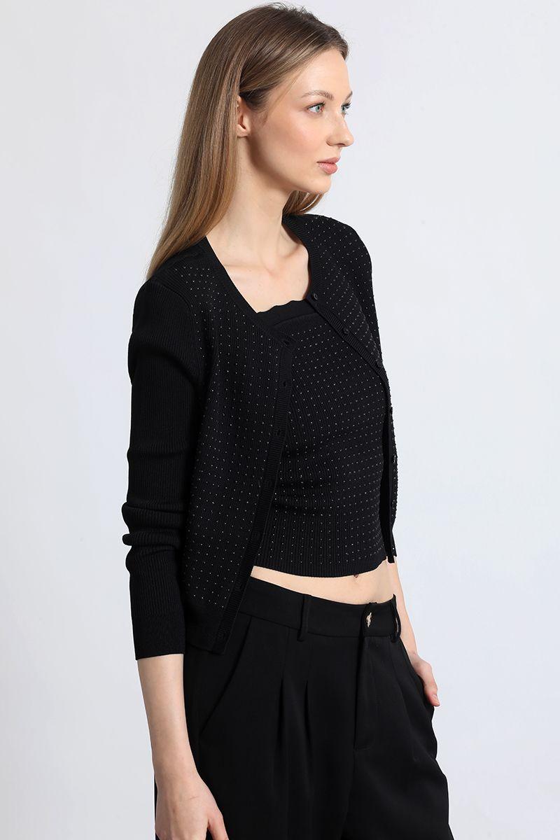 Cardigan tejido liola mujer negro-3