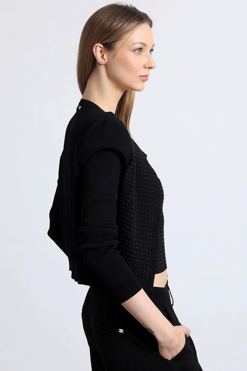 Cardigan tejido liola mujer negro-4