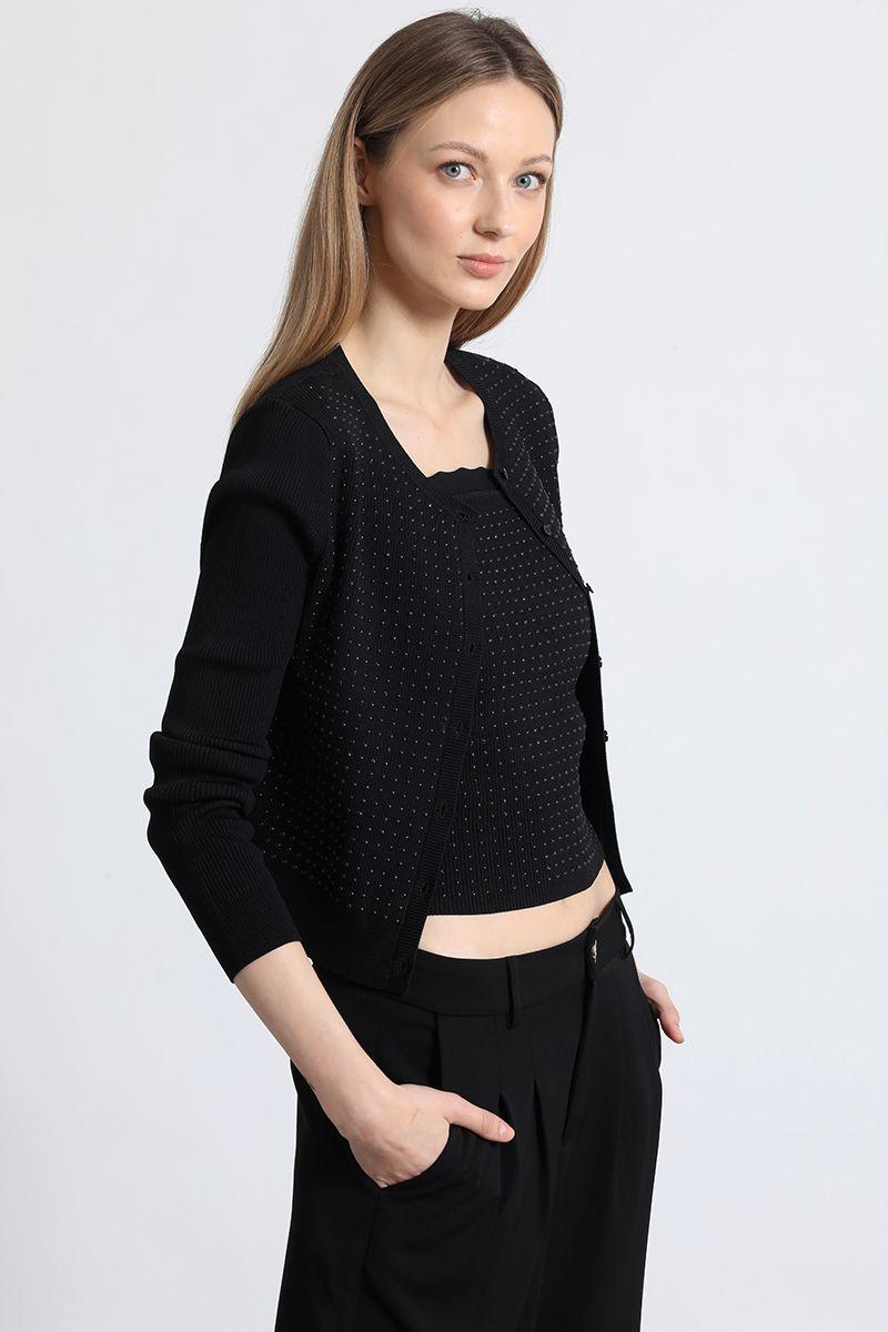Cardigan tejido liola mujer negro-5