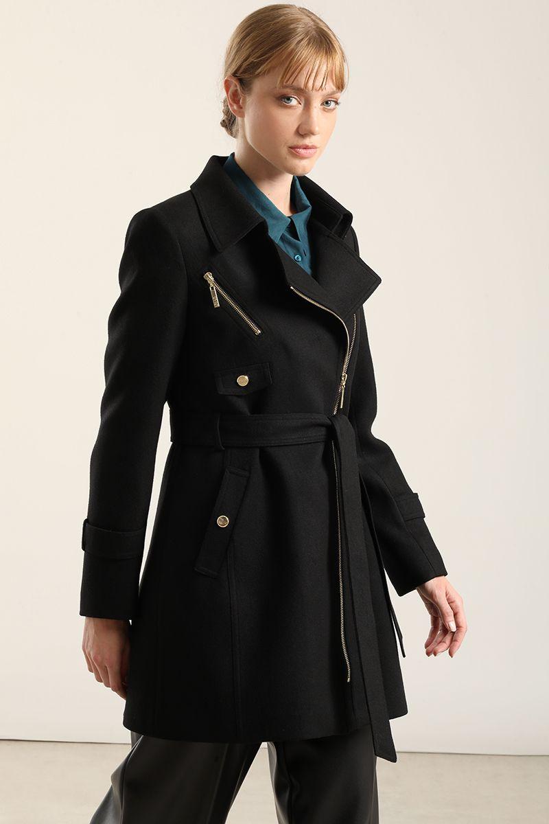 Abrigo Biker, Muflon Negro Liola-4