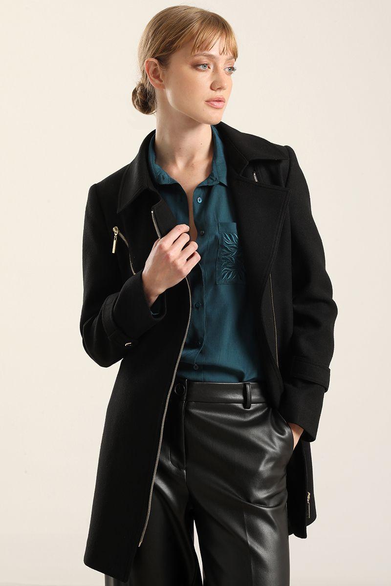 Abrigo Biker, Muflon Negro Liola-5