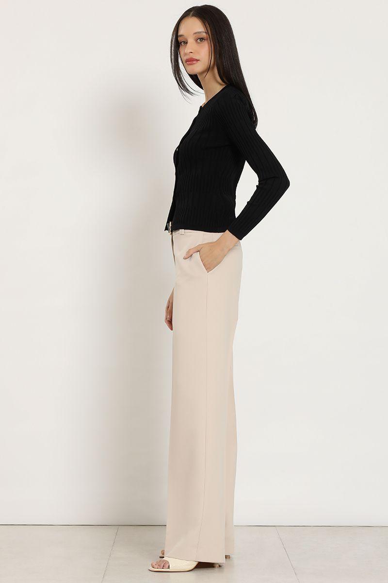 Pantalon ancho, basico, beige Liola-4