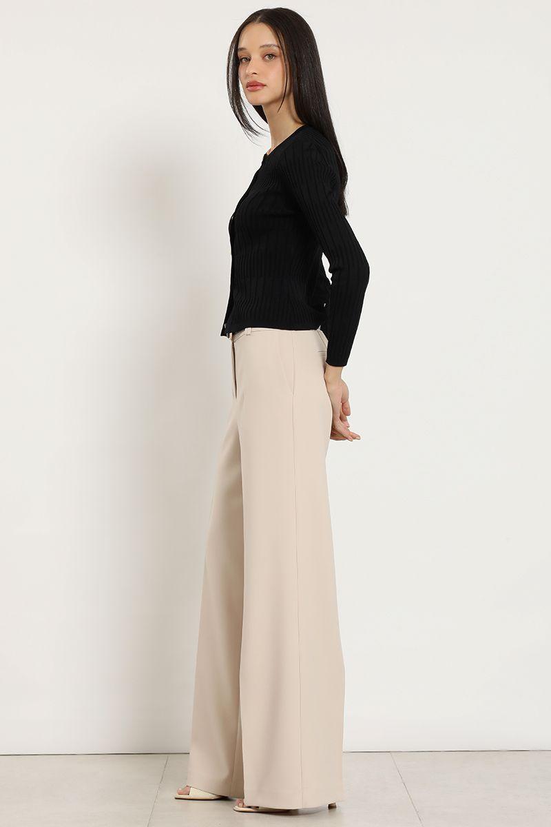 Pantalon ancho, basico, beige Liola-5