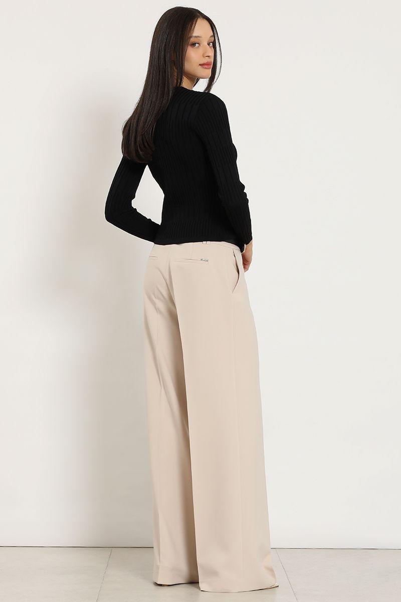 Pantalon ancho, basico, beige Liola-6