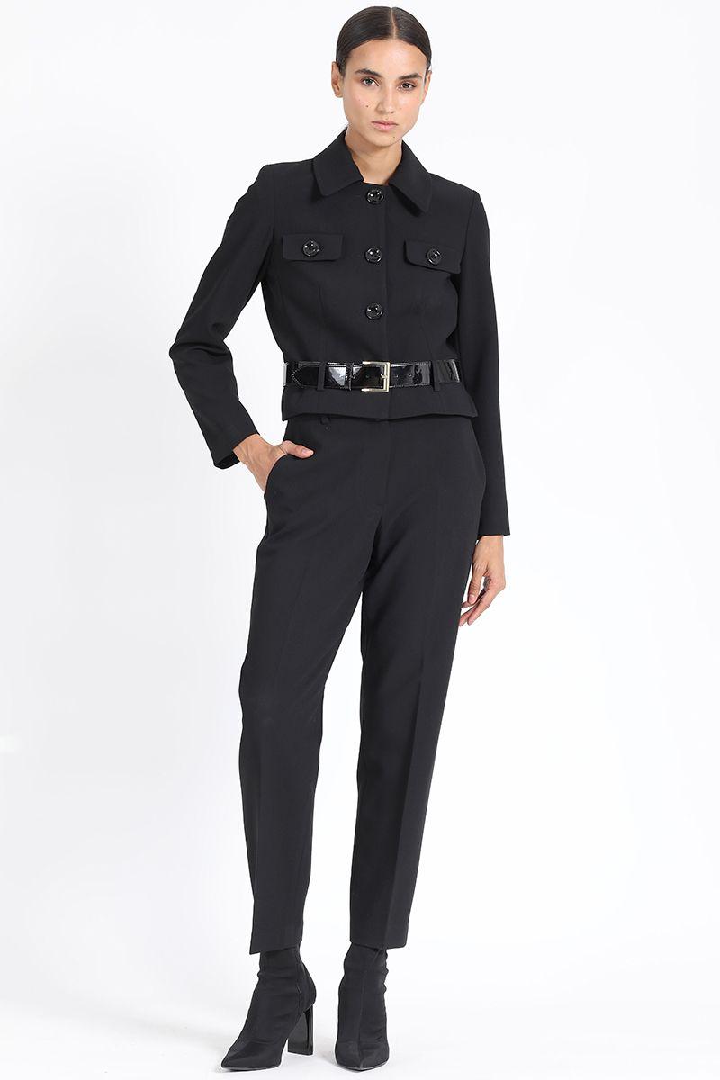 Chaqueta Corta Con Cinturon, Negro Liola-1