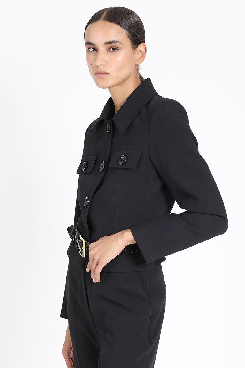 Chaqueta Corta Con Cinturon, Negro Liola-3