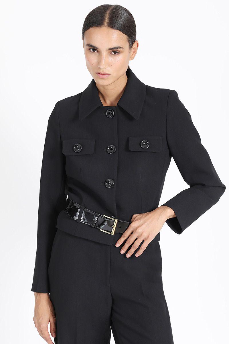 Chaqueta Corta Con Cinturon, Negro Liola-6