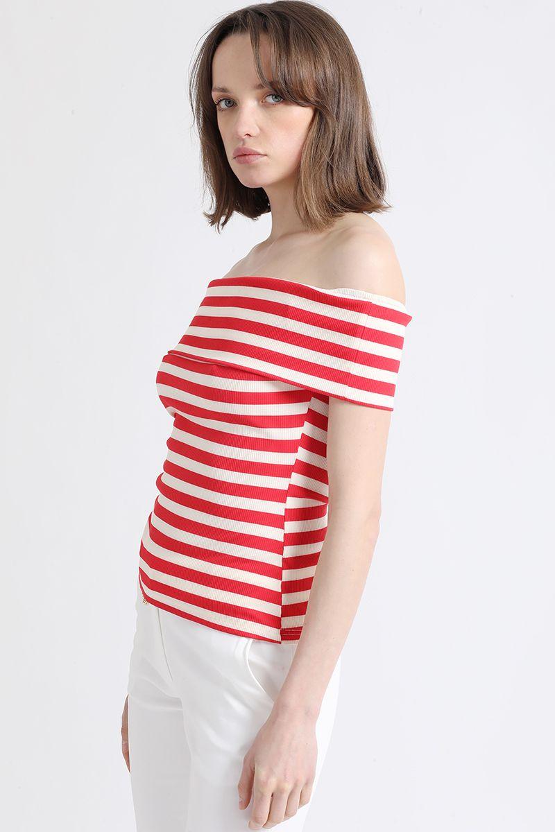 Top Rayado Off Shoulder, Rojo Liola-3