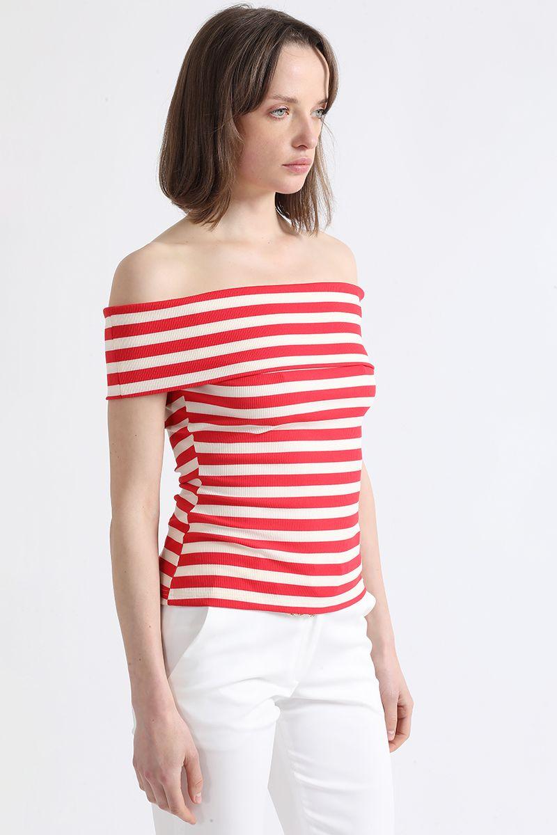 Top Rayado Off Shoulder, Rojo Liola-4