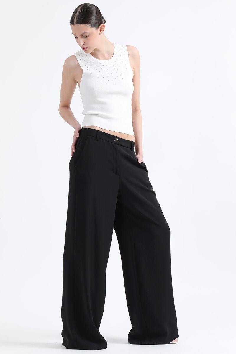 Pantalon Ancho Tiro Alto, Negro Liola-2