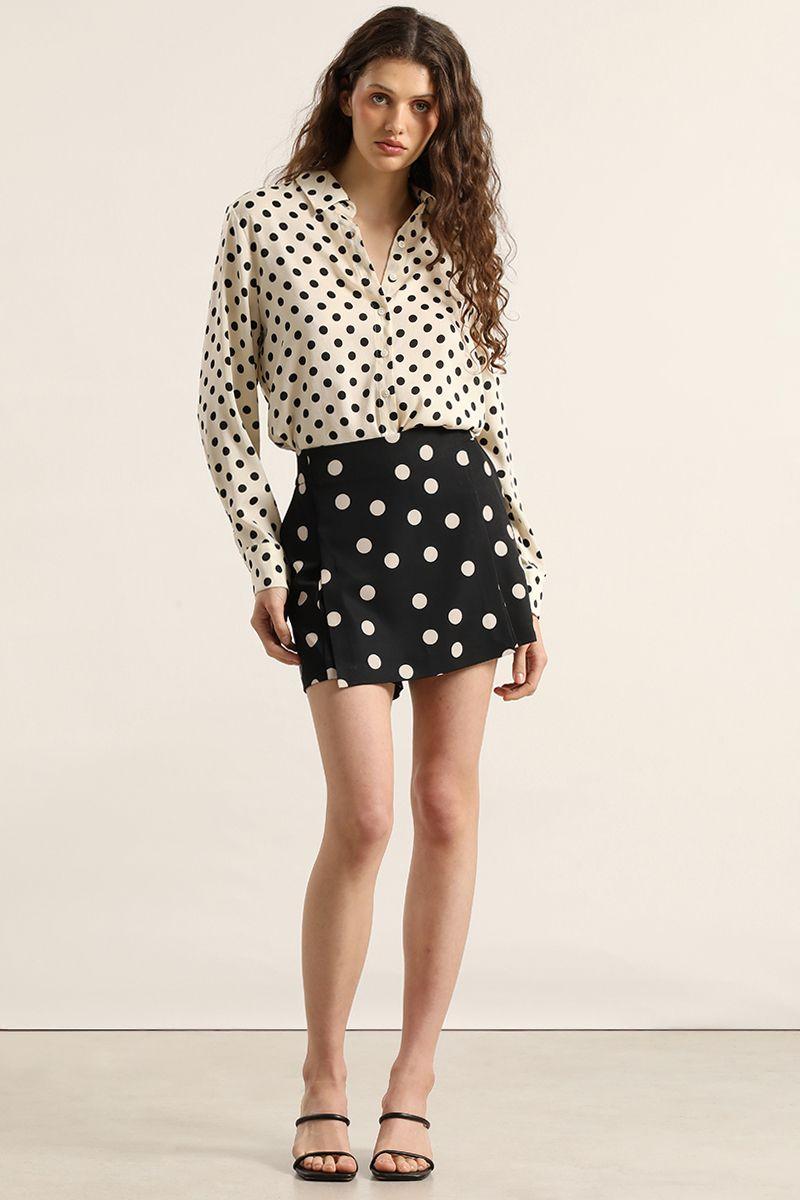 Blusa lunares larga, beige Liola-1
