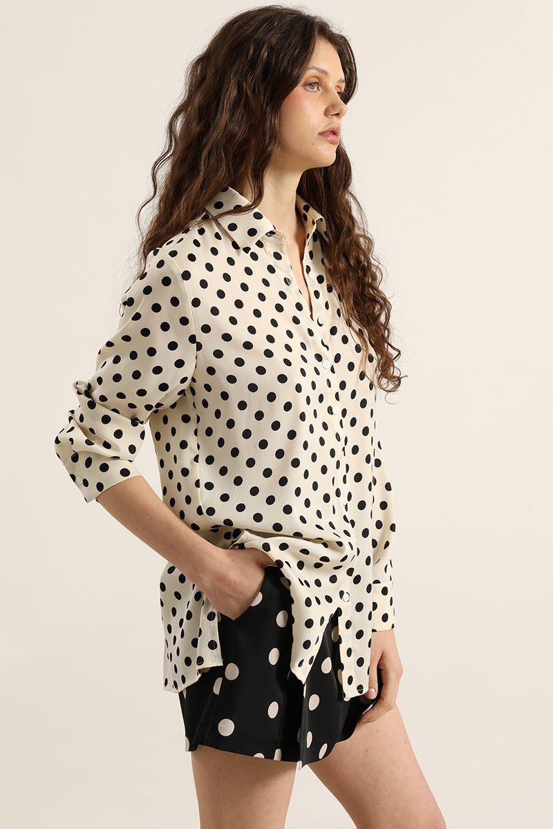 Blusa lunares larga, beige Liola-3