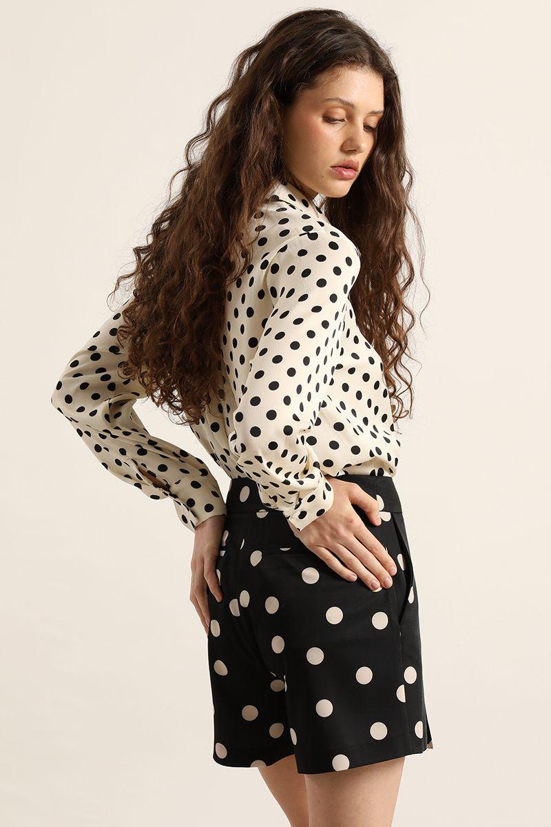 Blusa lunares larga, beige Liola-5