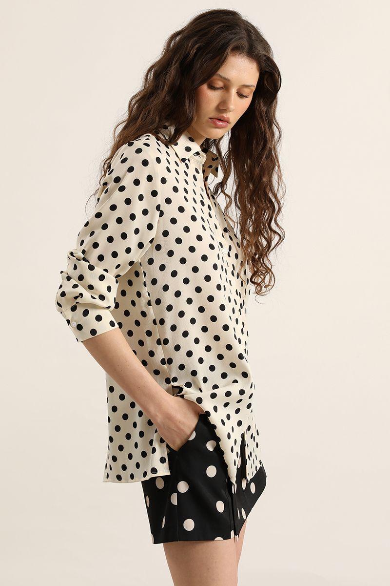 Blusa lunares larga, beige Liola-6