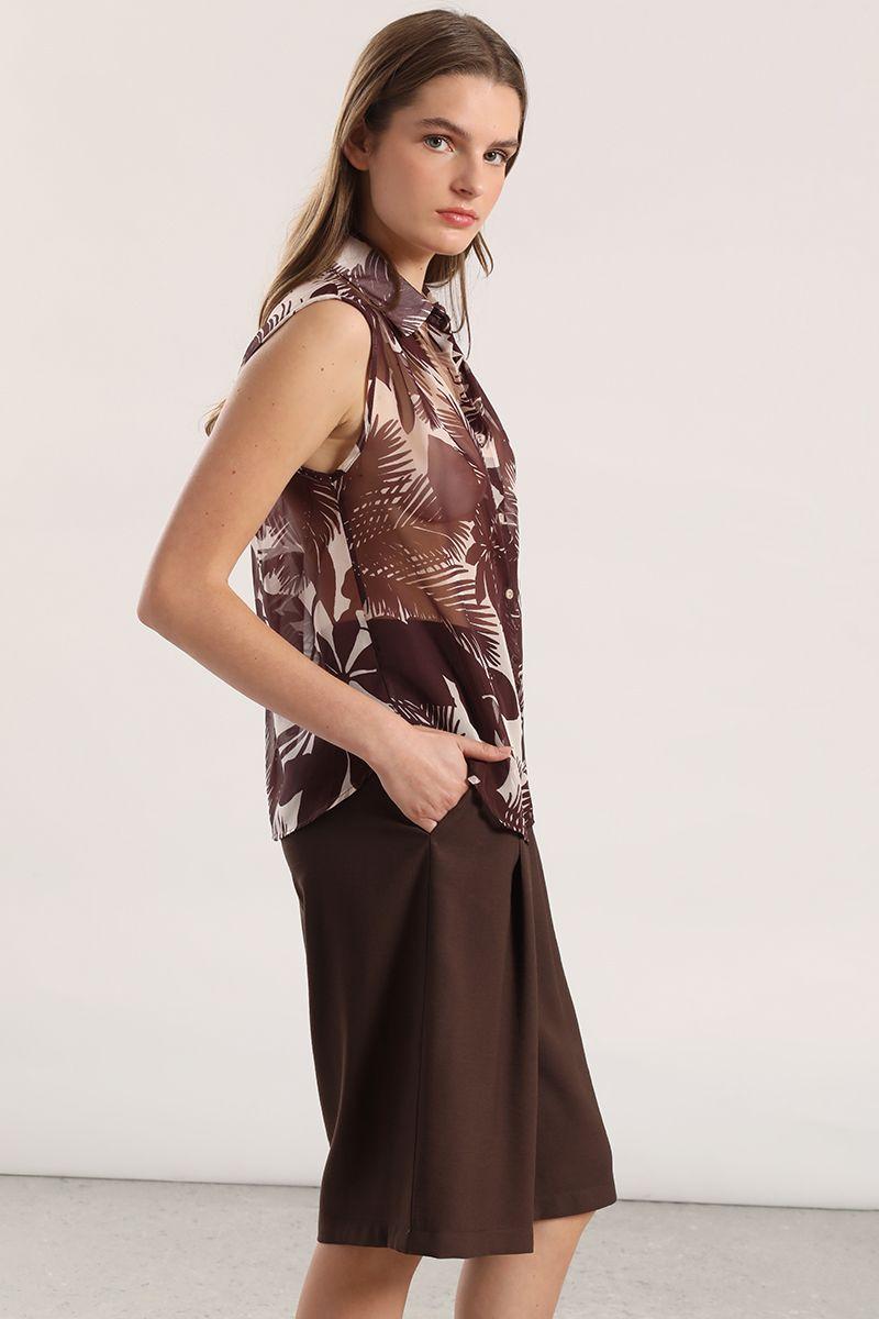 Blusa semitransparente estampado liola mujer café-4