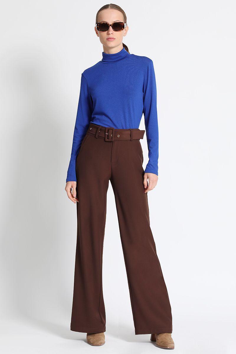 Pantalón Ancho Cafe Liola-0