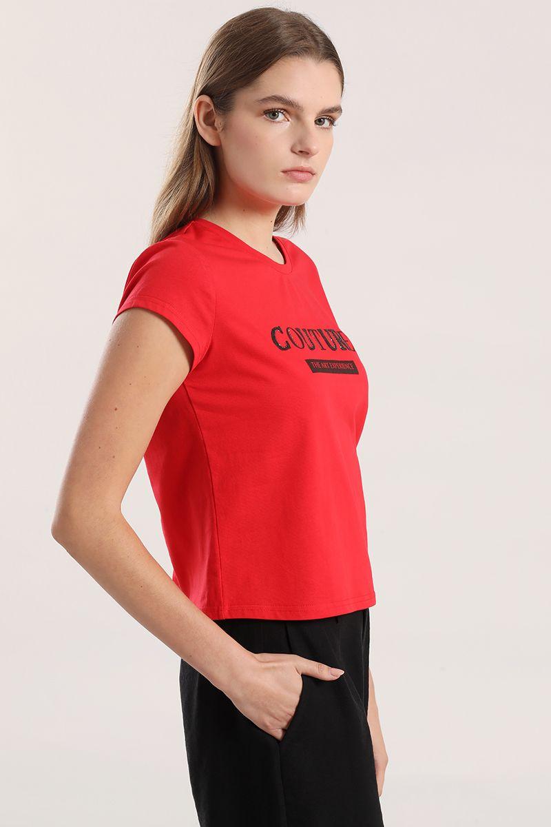 Polera spandex texto mujer Liola rojo-2