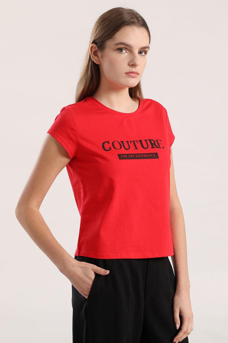 Polera spandex texto mujer Liola rojo-4