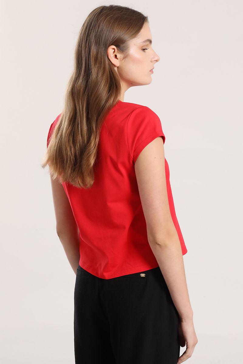 Polera spandex texto mujer Liola rojo-5