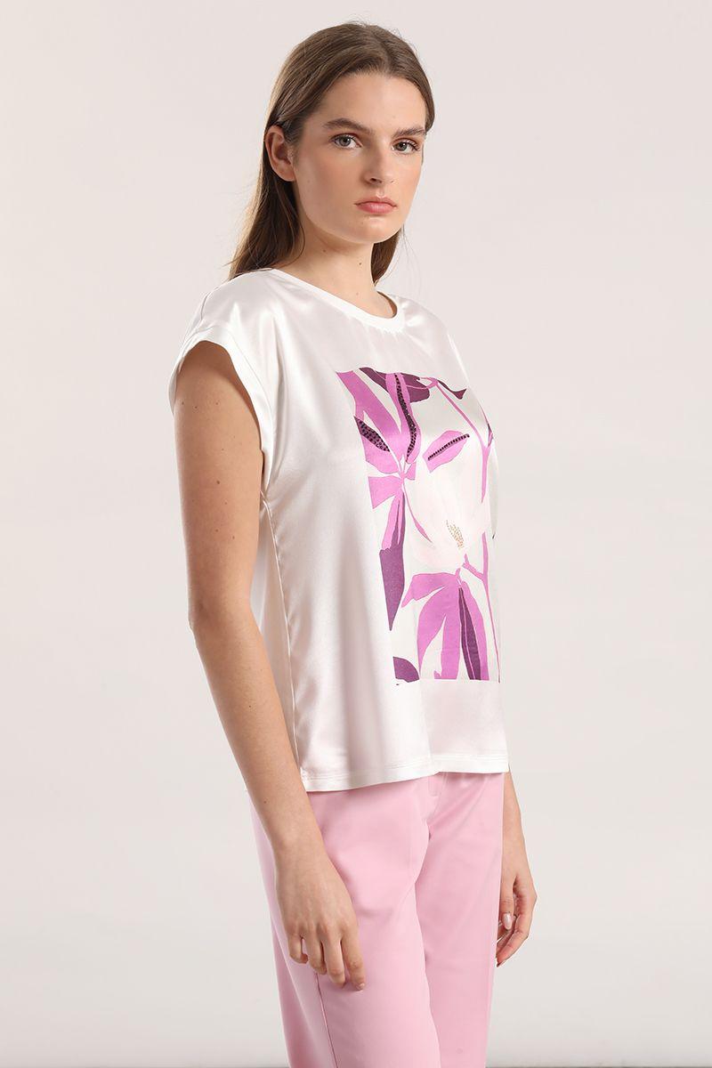 Polera satin flor estampada liola mujer fucsia-4