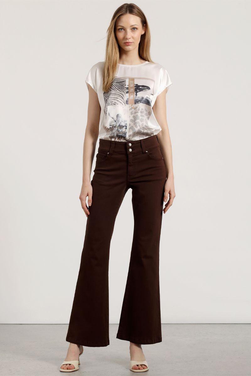 Jeans flare liola mujer chocolate-0