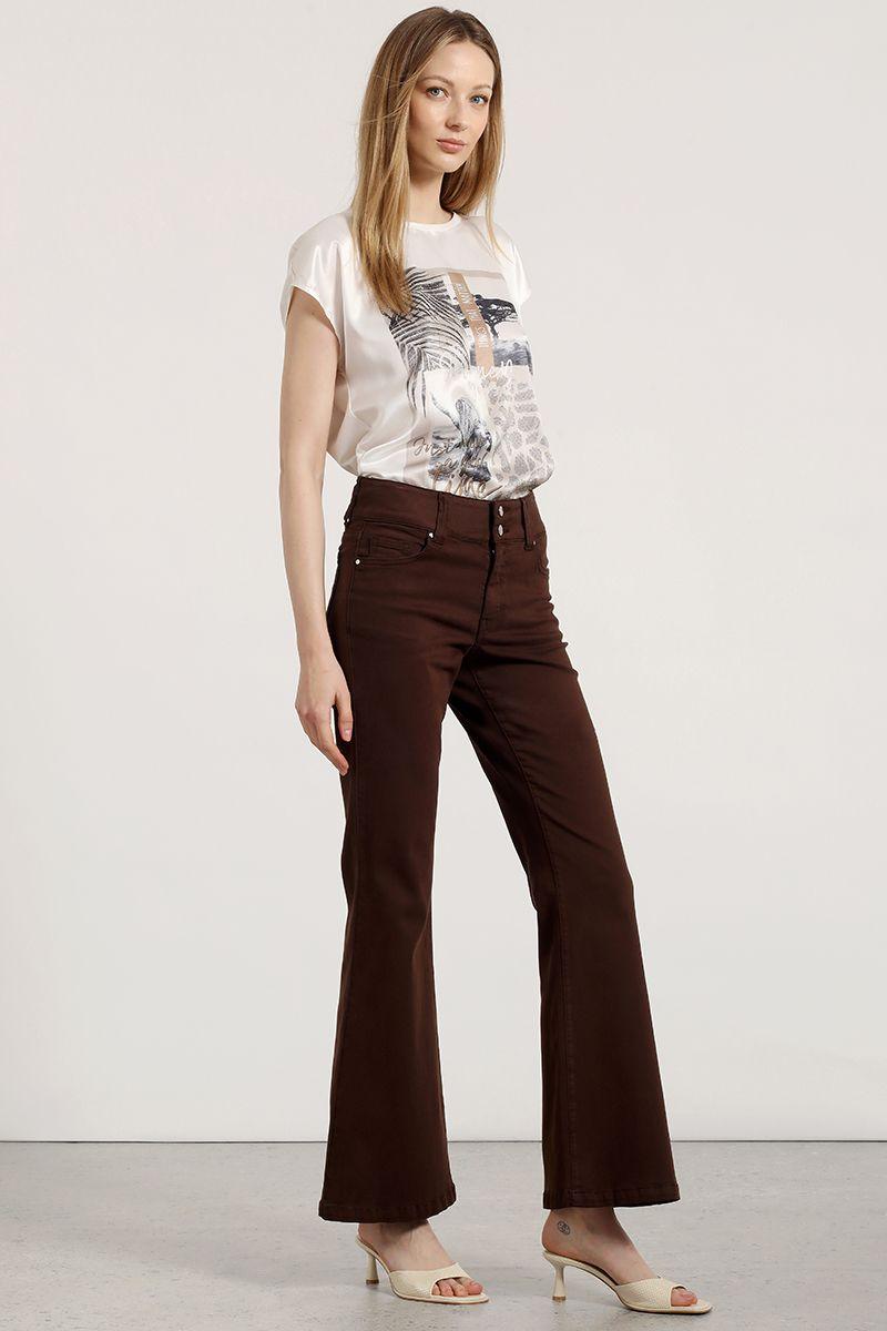 Jeans flare liola mujer chocolate-5