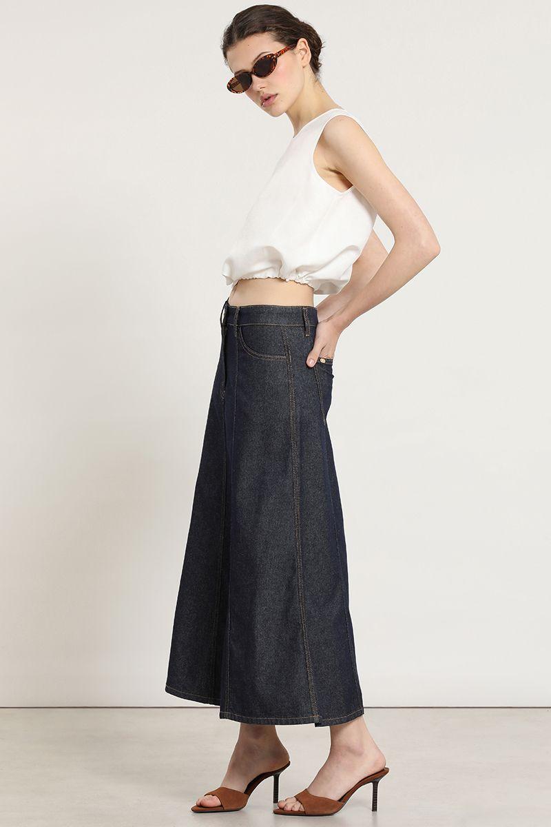 Falda midi, denim, indigo Liola-2