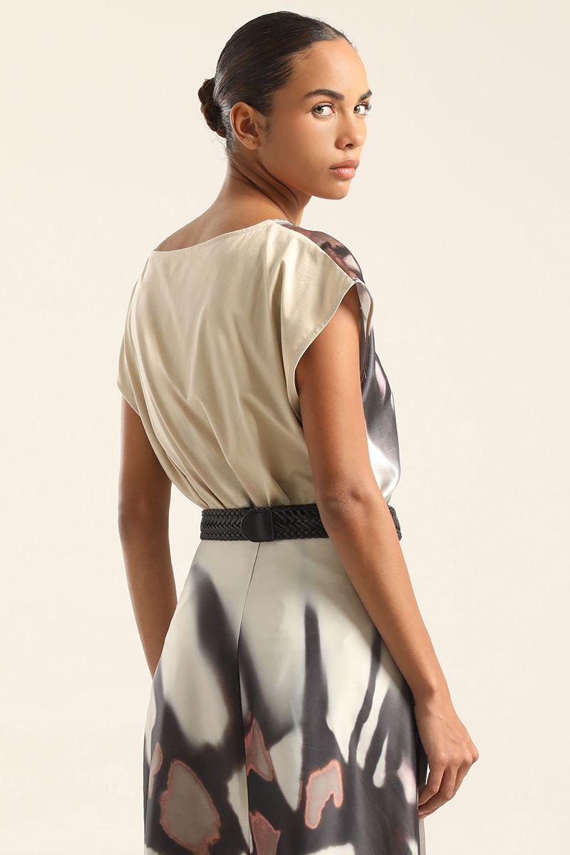 Top Satin Estampado Mix. Beige Liola-2
