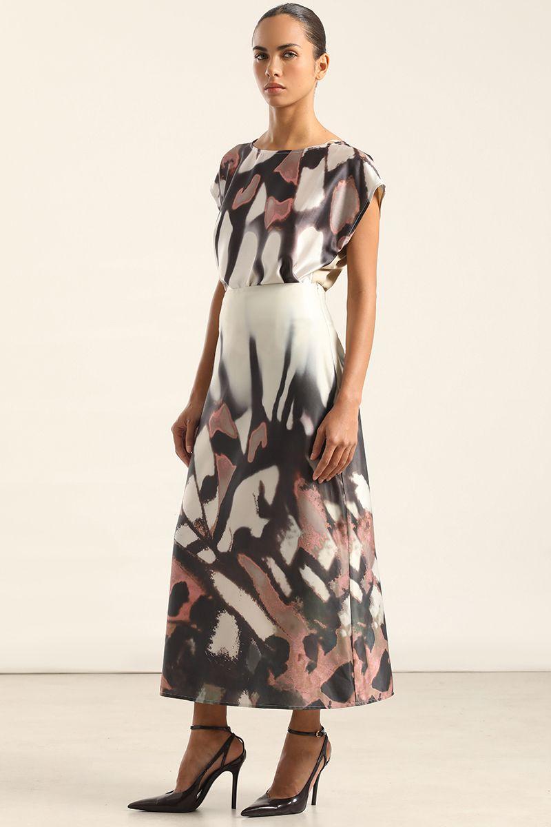 Top Satin Estampado Mix. Beige Liola-3