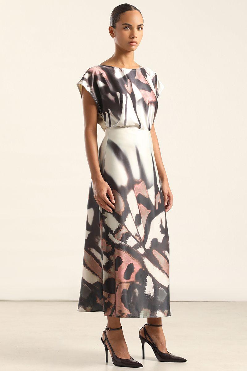 Top Satin Estampado Mix. Beige Liola-5