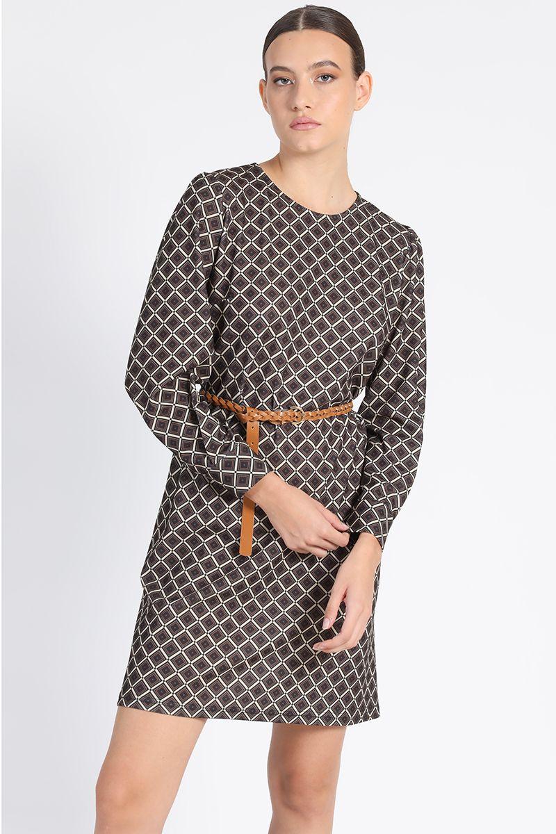 Vestido Rodilla Estampado Café Liola-0