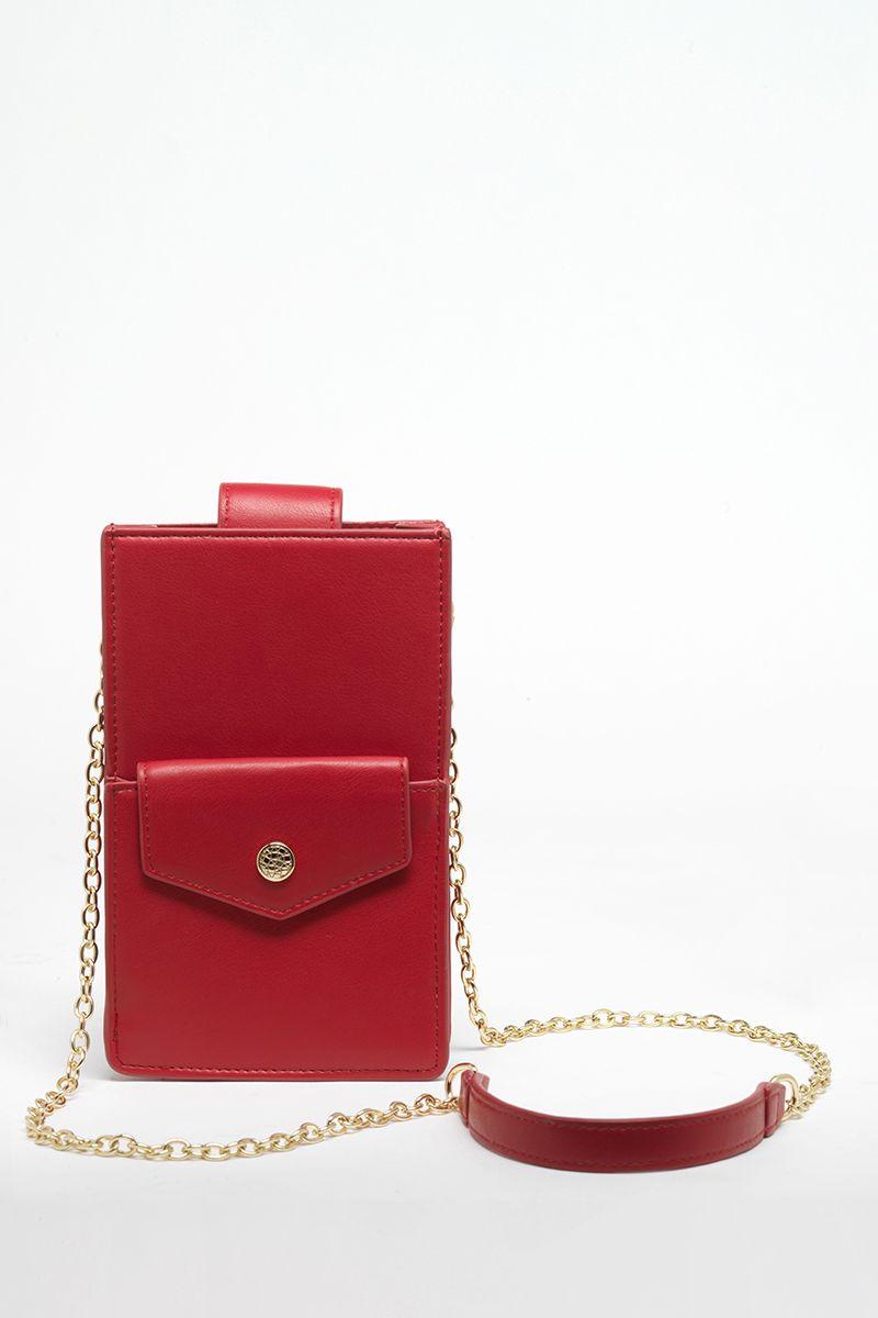 Bolso Celular, Efecto Cuero Textura Logo Liola, Rojo Liola-3