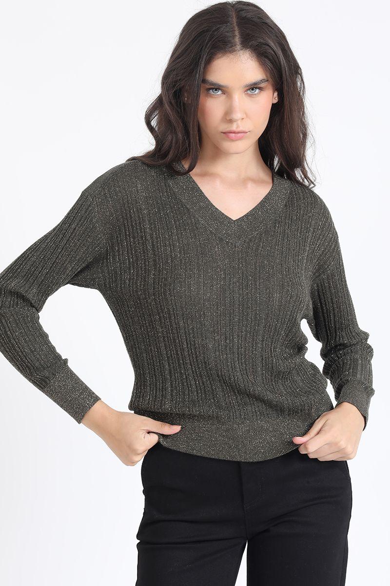 Tejido Sweater, Basico, Lurex Mix, Verde Liola-0