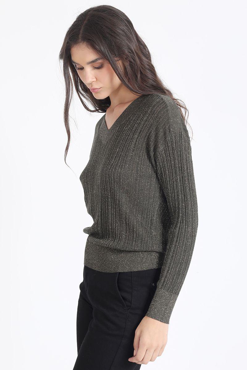 Tejido Sweater, Basico, Lurex Mix, Verde Liola-2