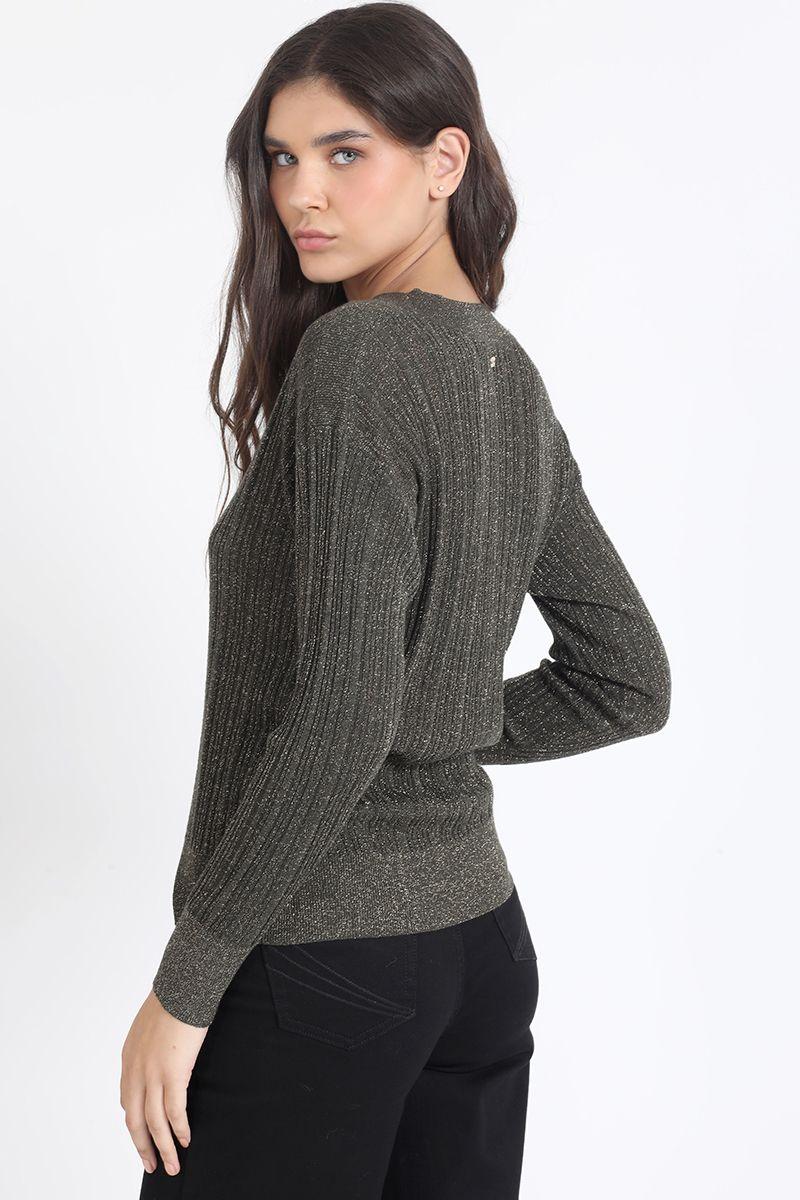 Tejido Sweater, Basico, Lurex Mix, Verde Liola-3