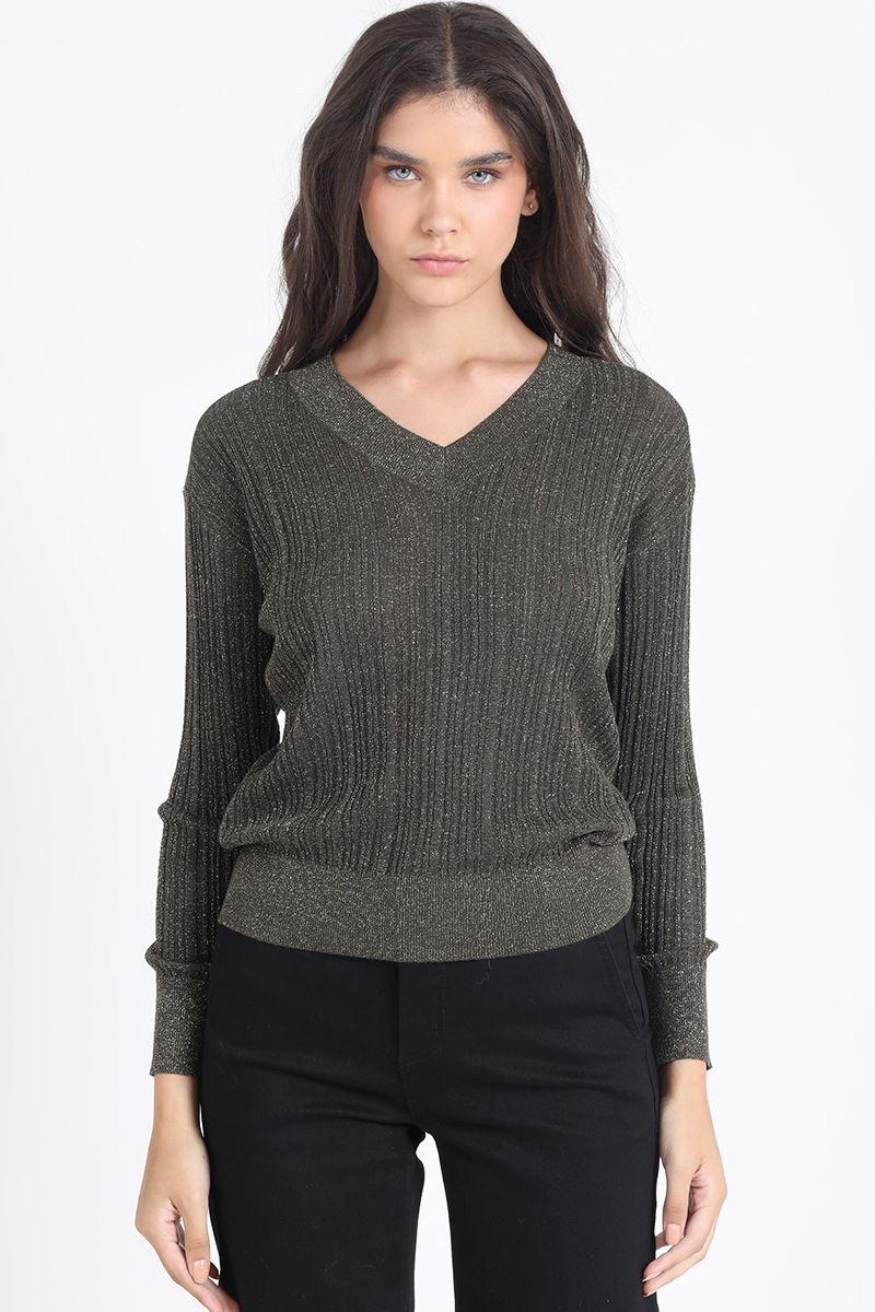 Tejido Sweater, Basico, Lurex Mix, Verde Liola-4