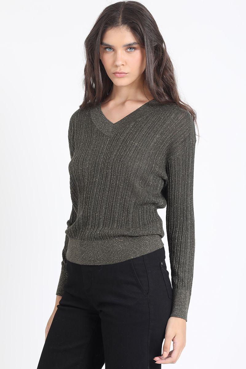 Tejido Sweater, Basico, Lurex Mix, Verde Liola-5