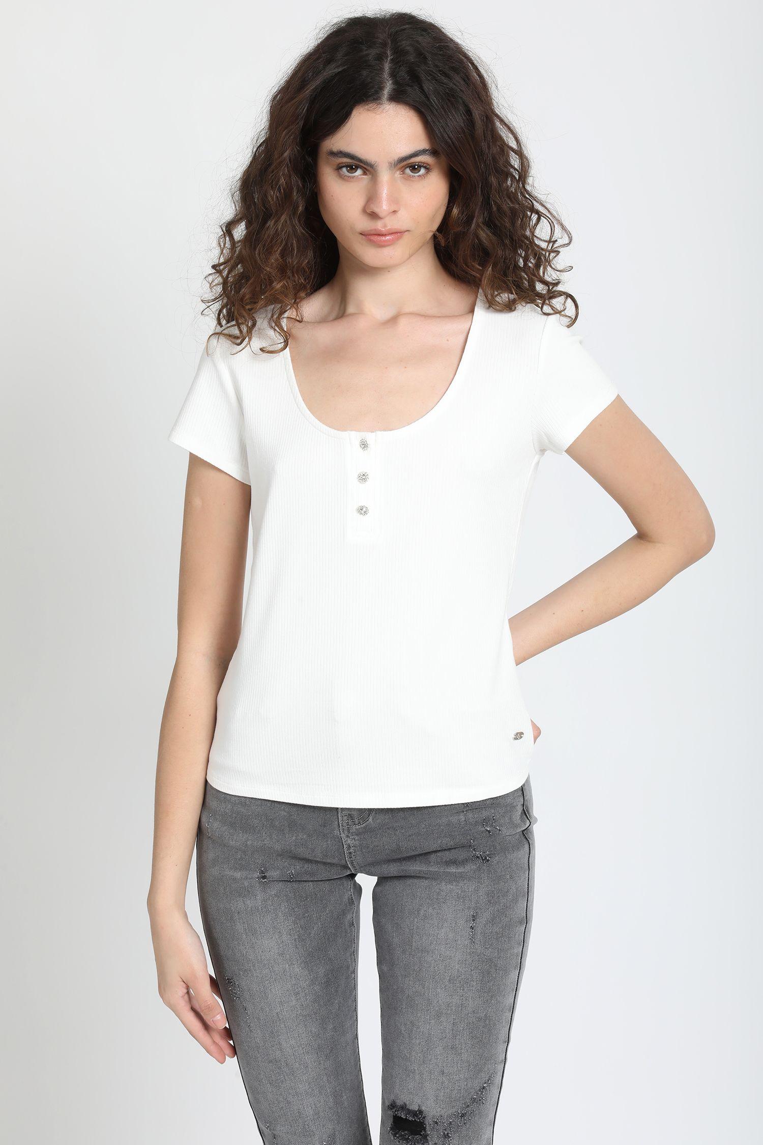 Polera Boton Joya, Crudo Liola-1