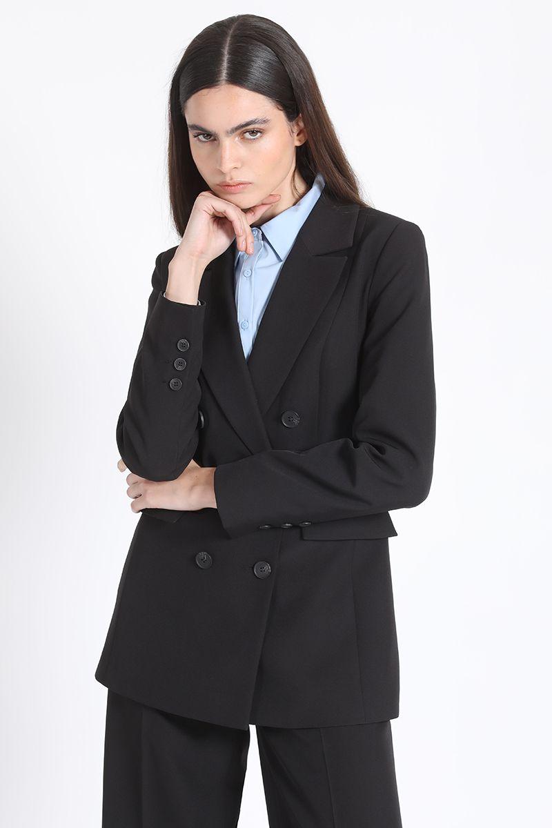 Blazer Clásico Cruzado Negro Liola-3